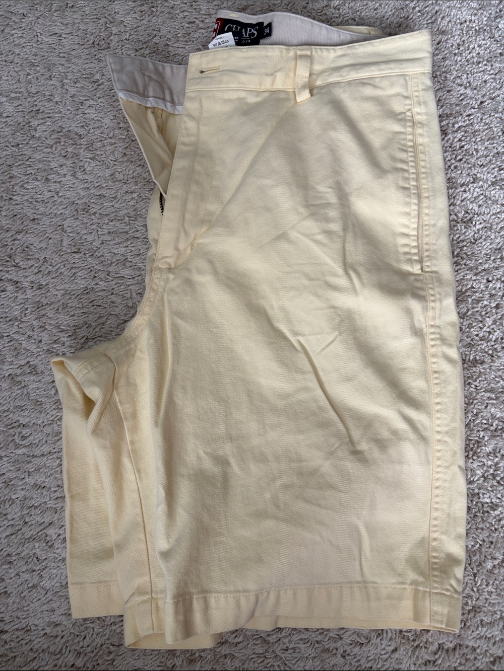 Chaps Men’s Light Yellow Flat-Front Cotton Shorts